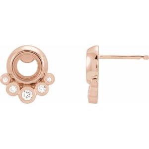 14K Rose Gold Accented Cabochon Earring Mounting – image 3