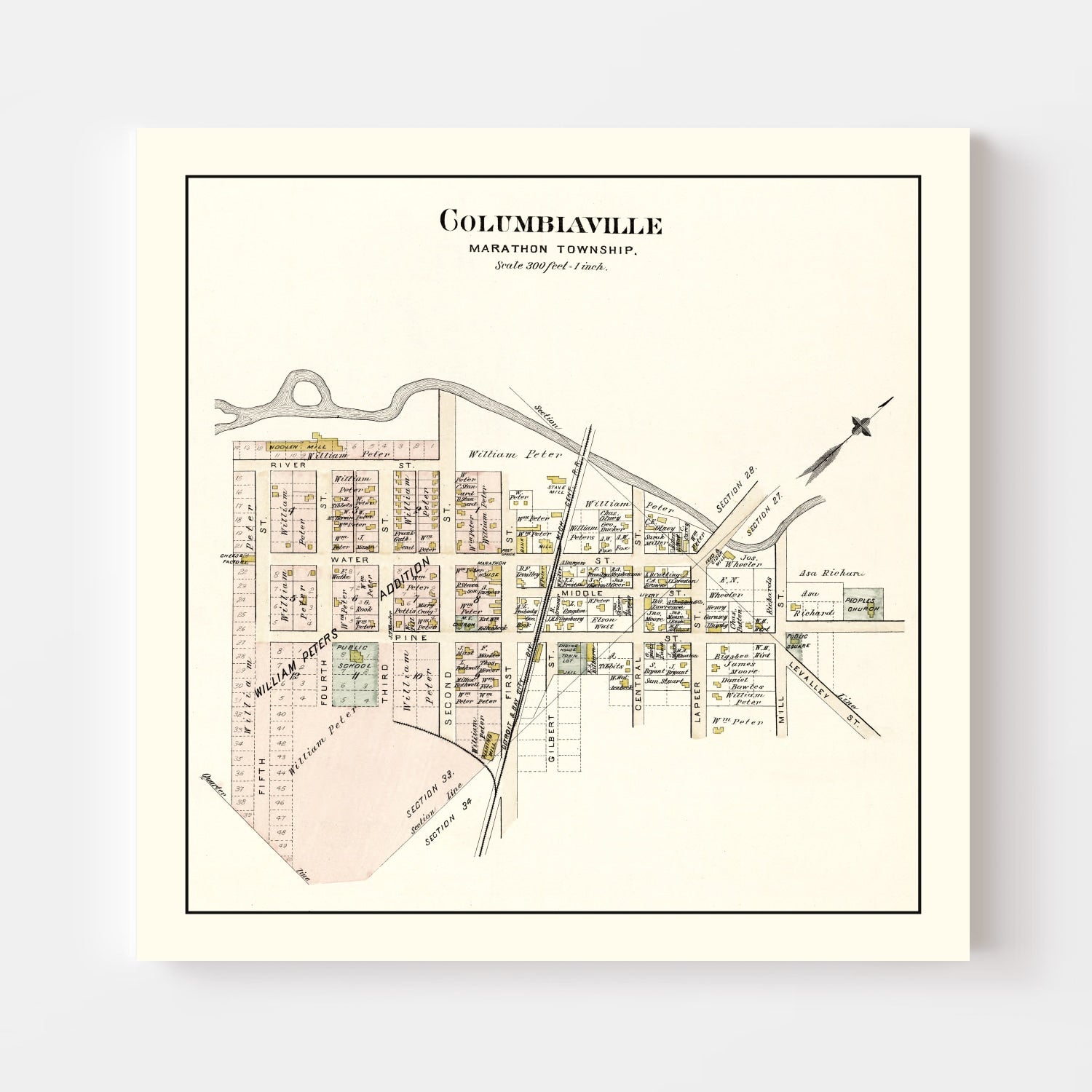 Vintage Map of Columbiaville, Michigan 1893