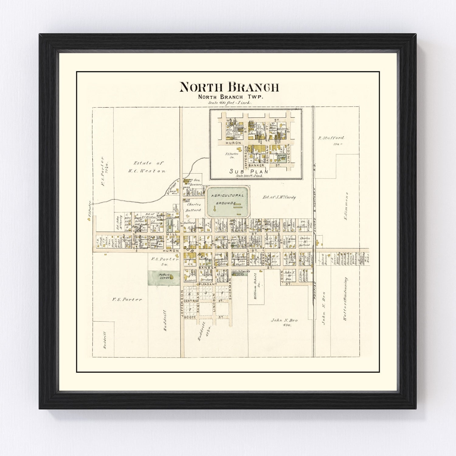 Vintage Map of North Branch, Michigan 1893