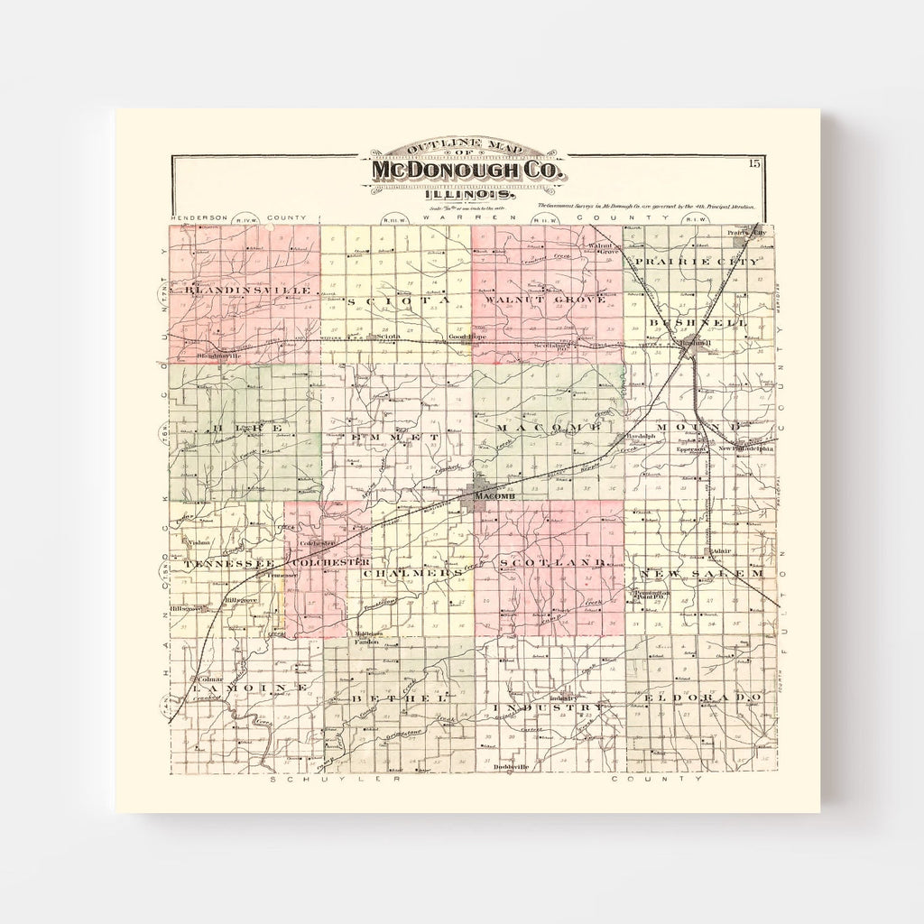 Vintage Map of McDonough County, Illinois 1893