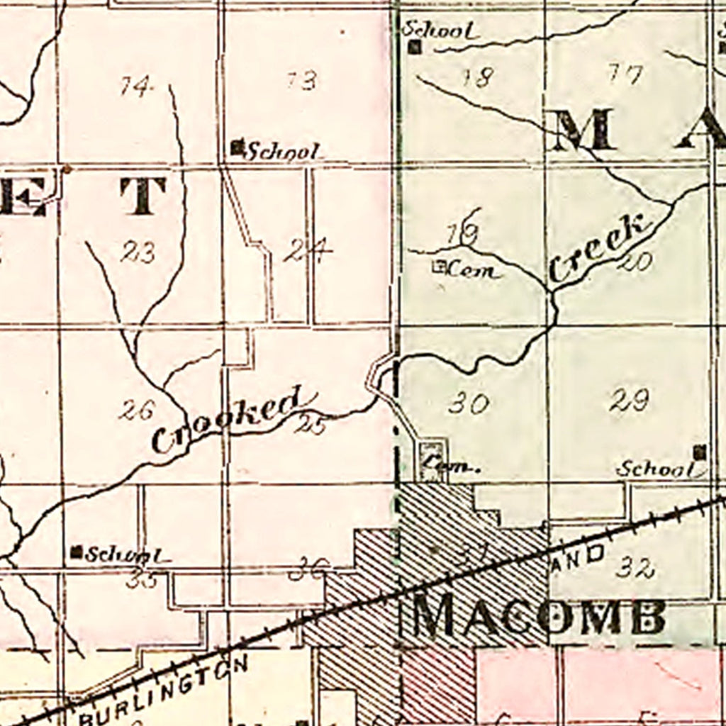 Vintage Map of McDonough County, Illinois 1893