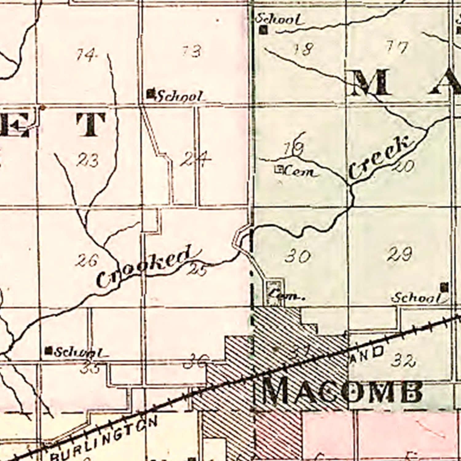 Vintage Map of McDonough County, Illinois 1893