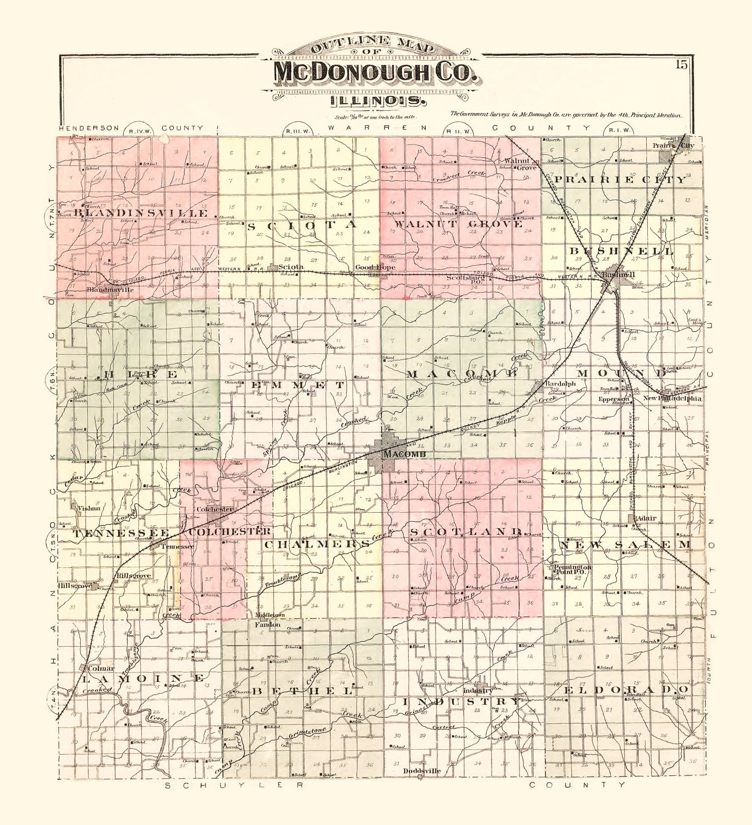 Vintage Map of McDonough County, Illinois 1893