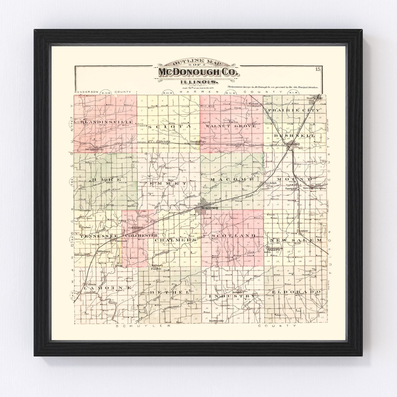Vintage Map of McDonough County, Illinois 1893