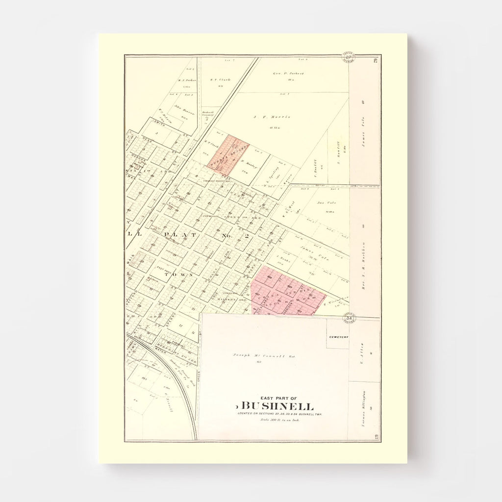 Vintage Map of Bushnell, Illinois 1893