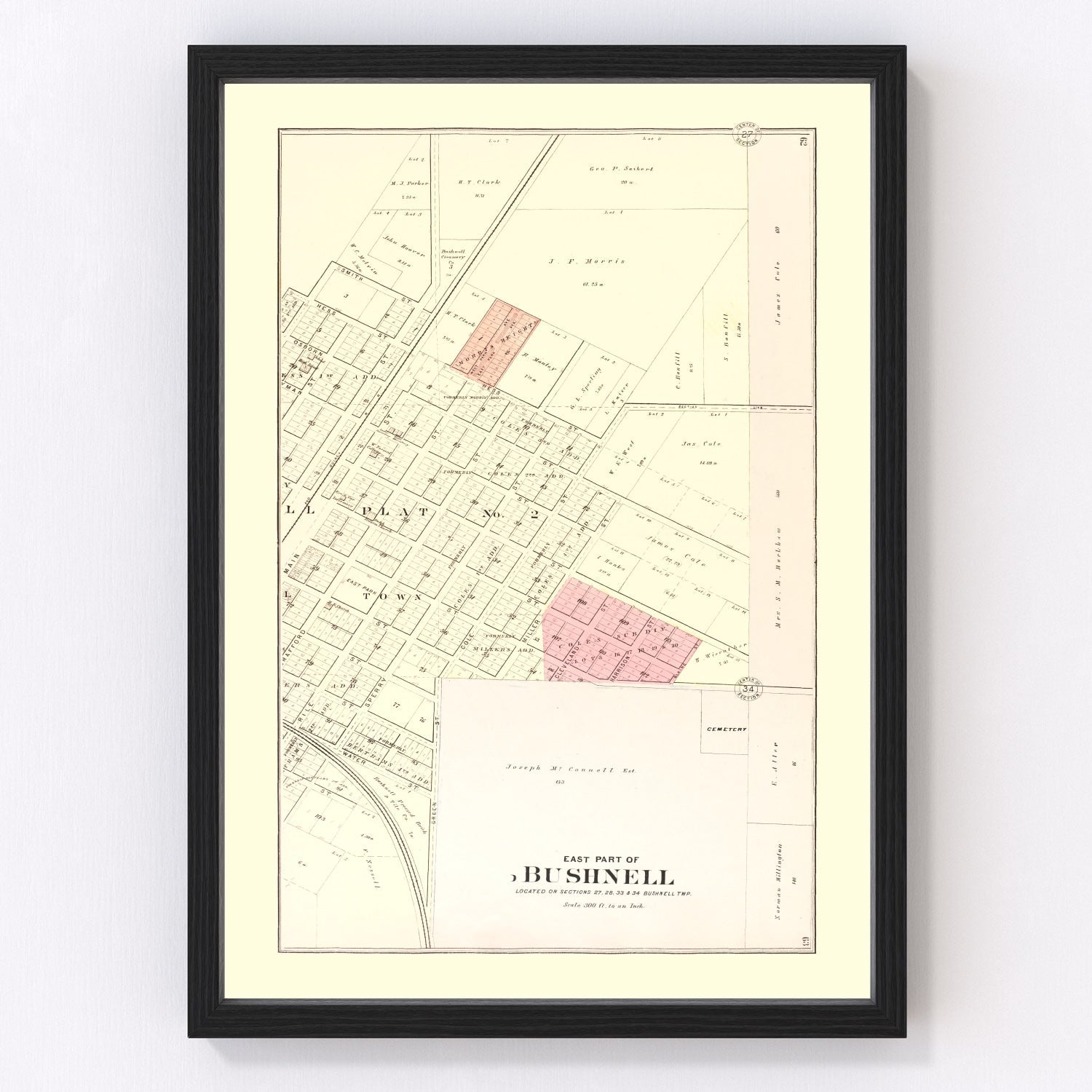 Vintage Map of Bushnell, Illinois 1893