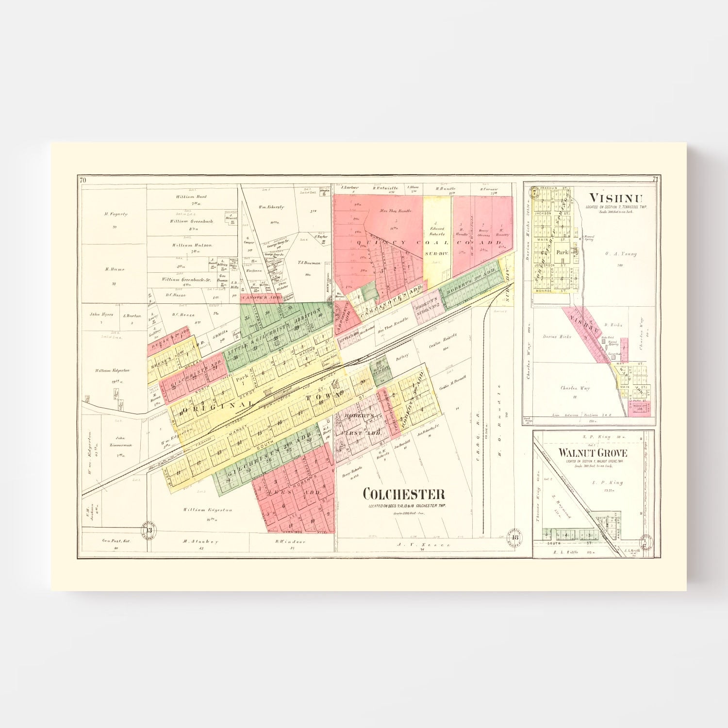 Vintage Map of Colchester, Illinois 1893