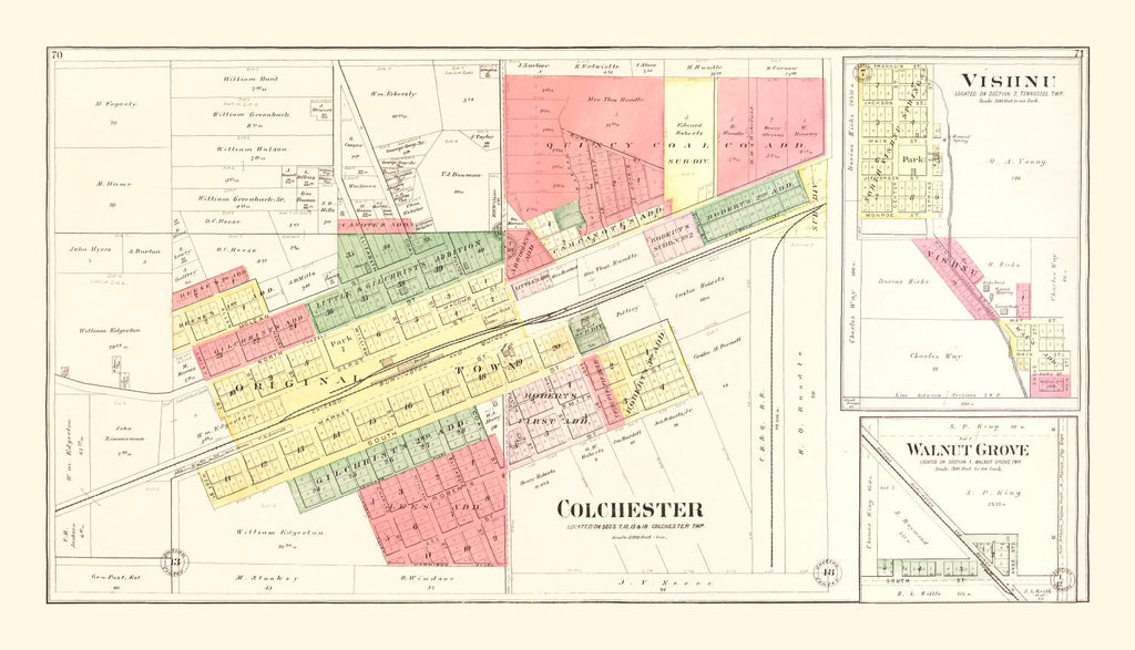 Vintage Map of Colchester, Illinois 1893