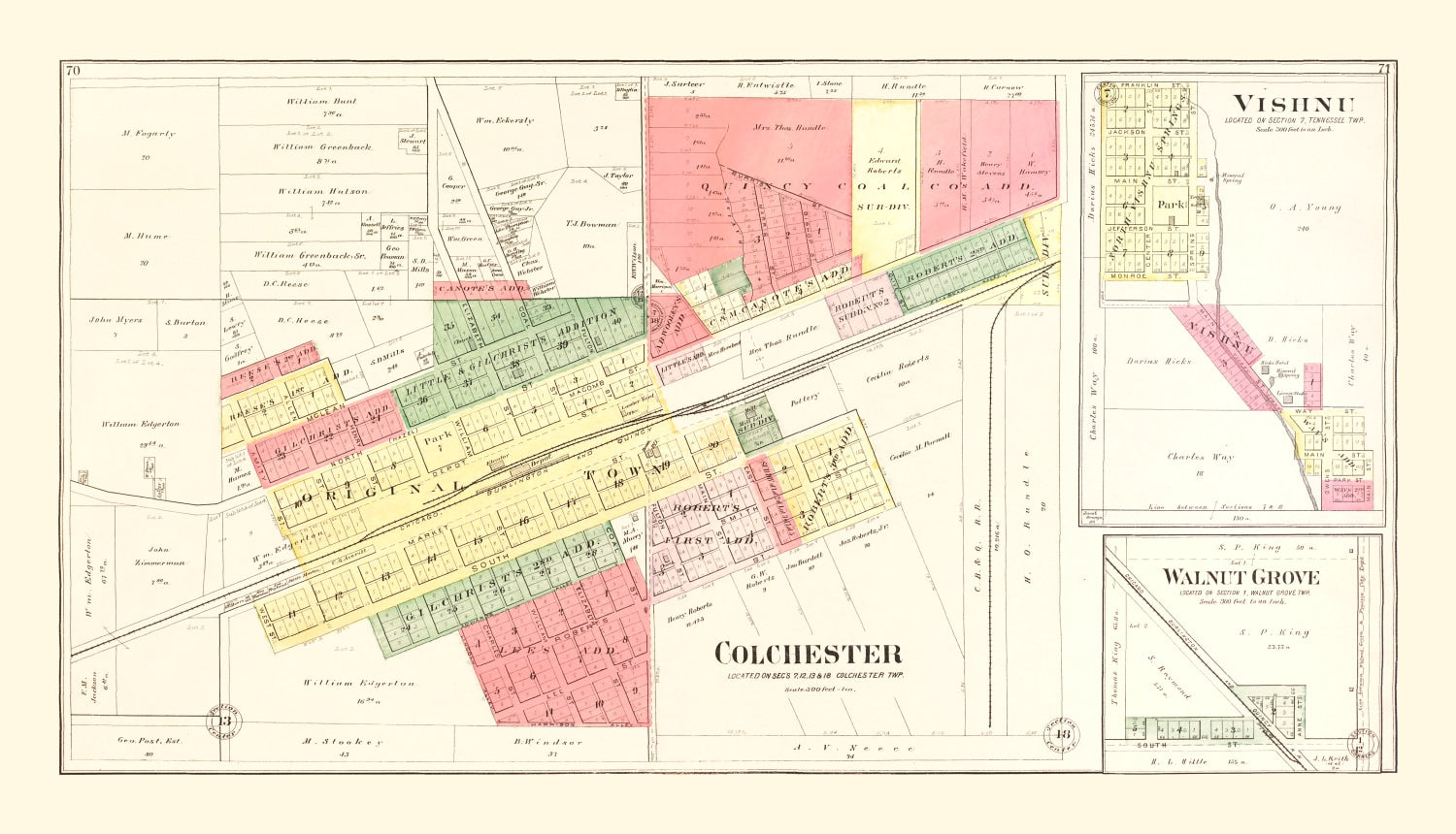 Vintage Map of Colchester, Illinois 1893