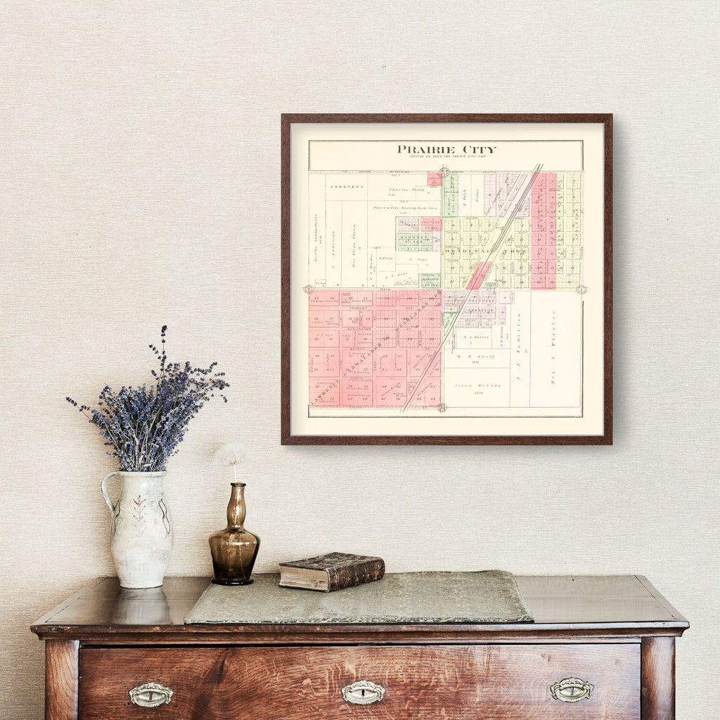Vintage Map of Prairie City, Illinois 1893