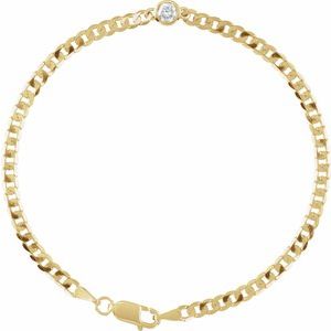 14K Yellow Gold 1/4 CT Natural Diamond Link 7" Bracelet