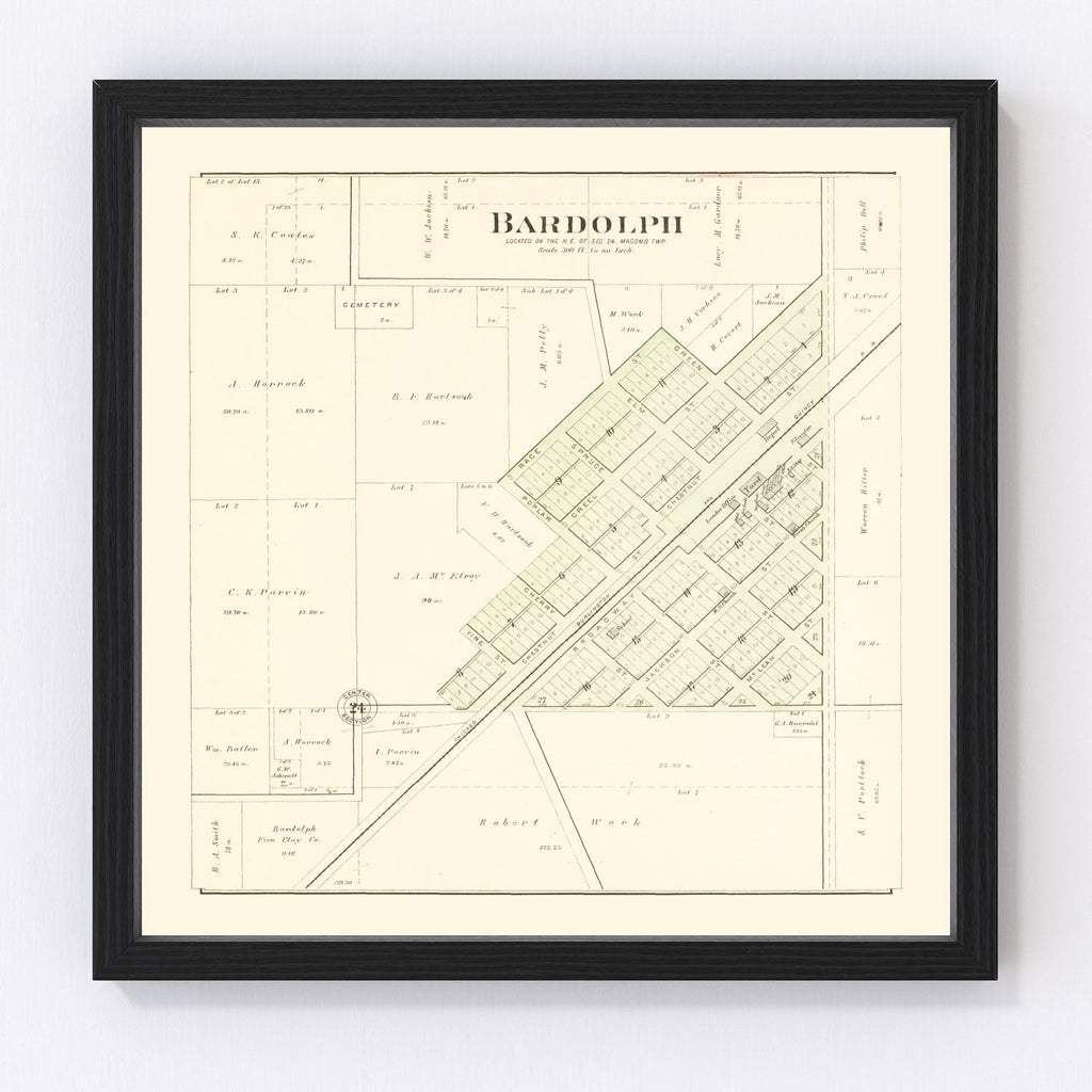 Vintage Map of Bardolph, Illinois 1893