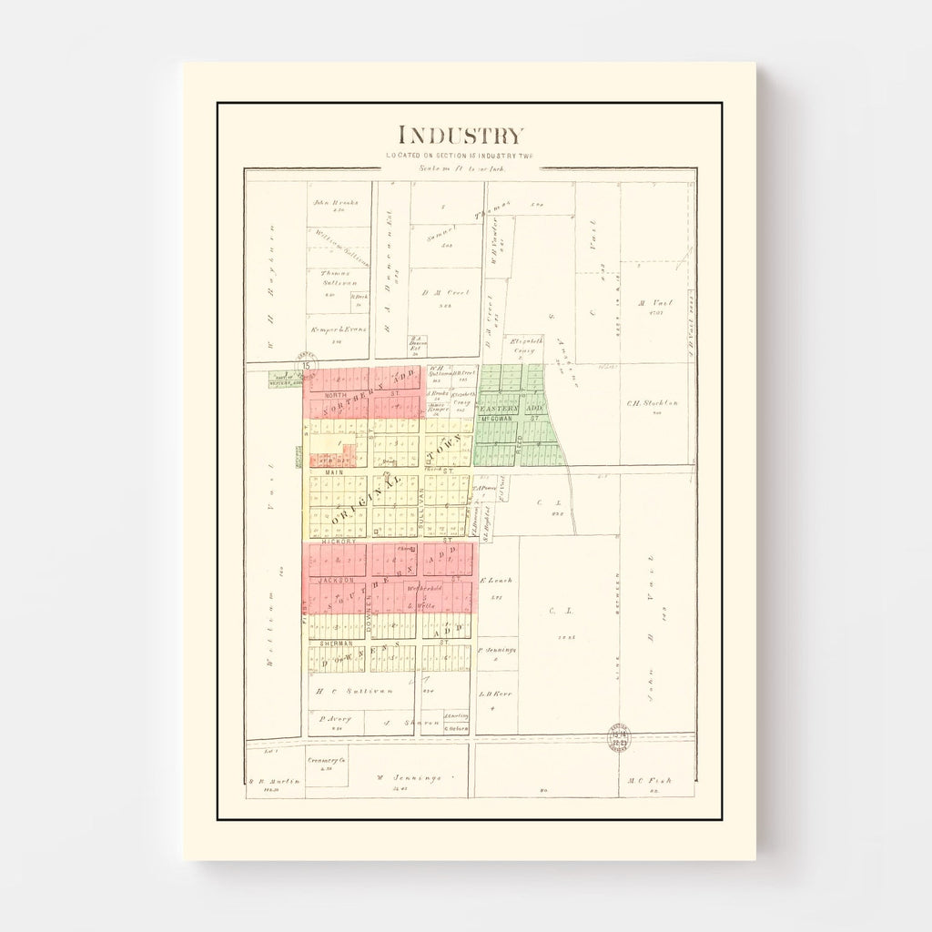 Vintage Map of Industry, Illinois 1893