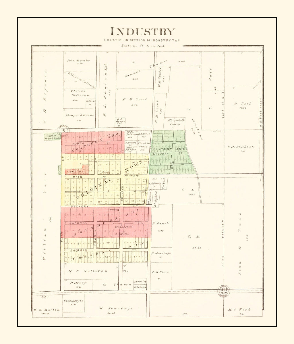 Vintage Map of Industry, Illinois 1893