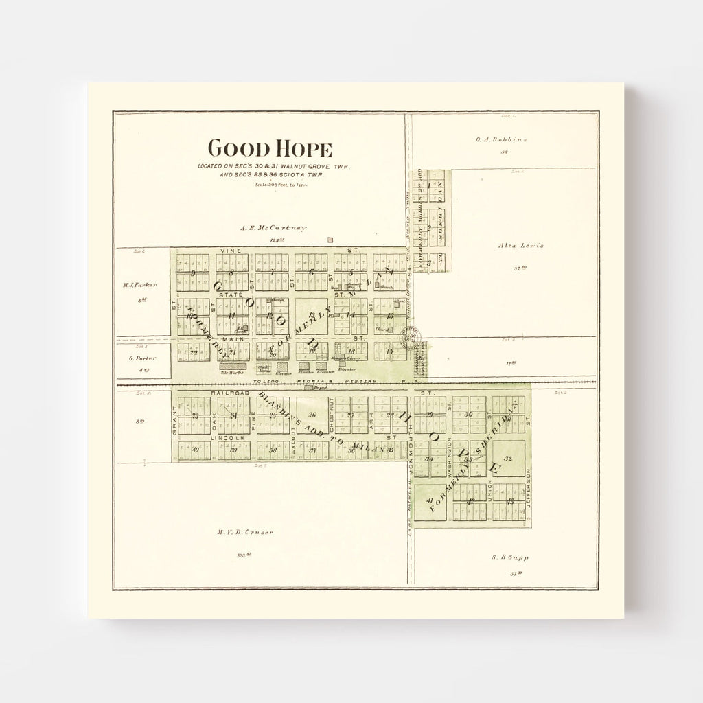 Vintage Map of Good Hope, Illinois 1893