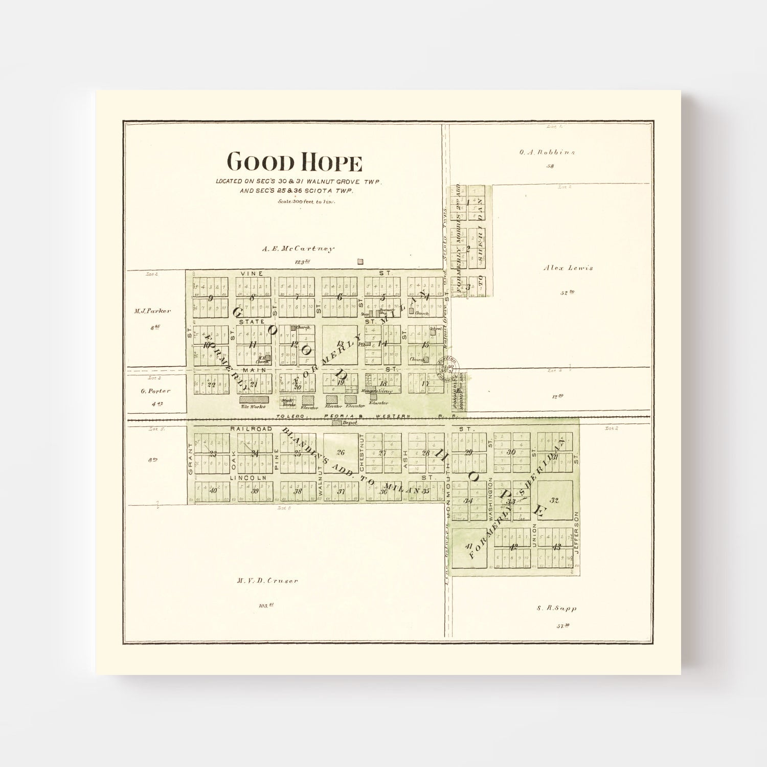 Vintage Map of Good Hope, Illinois 1893