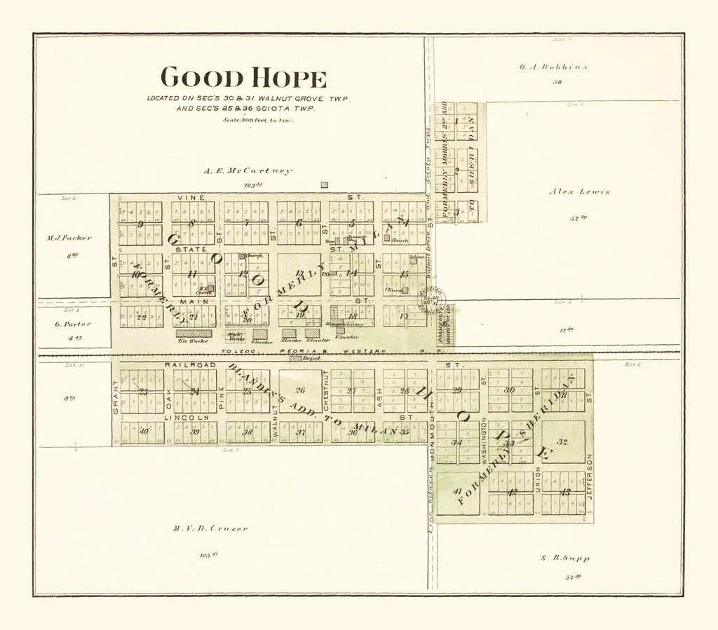 Vintage Map of Good Hope, Illinois 1893