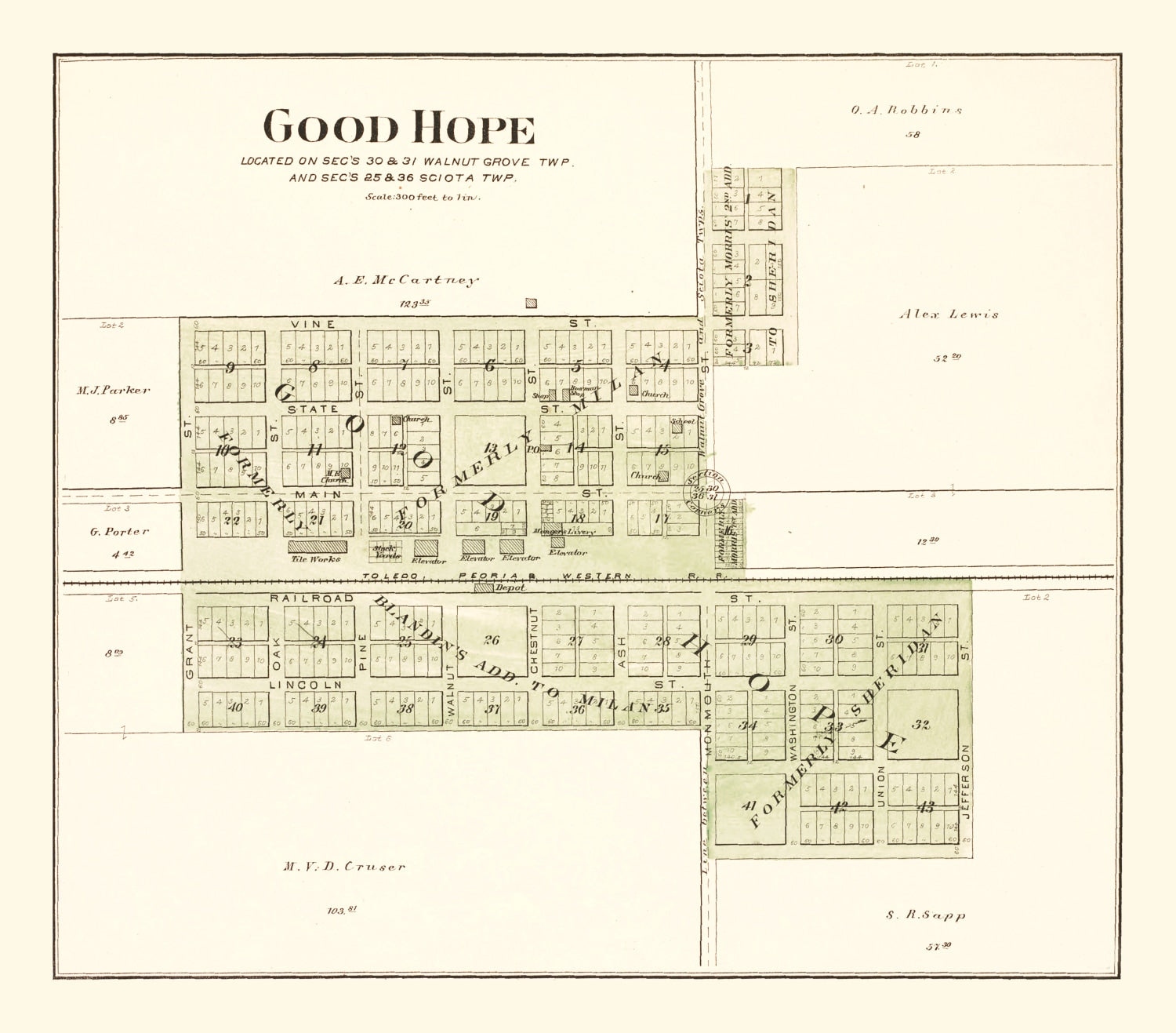Vintage Map of Good Hope, Illinois 1893