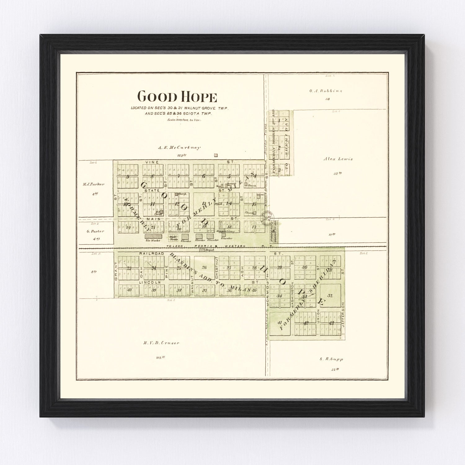 Vintage Map of Good Hope, Illinois 1893