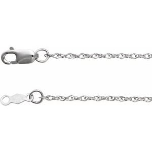 18K White 1.25 mm Rope Adjustable 16-18" Chain
