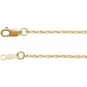 18K Yellow  1.25 mm Rope Adjustable 16-18" Chain