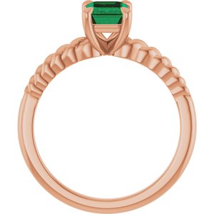 14K Rose Gold Emerald Lab-Grown Emerald Solitaire Ring