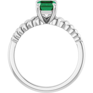 Sterling Silver Emerald Lab-Grown Emerald Solitaire Ring