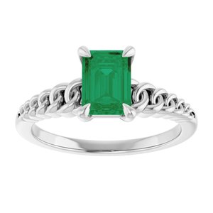 Platinum Emerald Lab-Grown Emerald Solitaire Ring