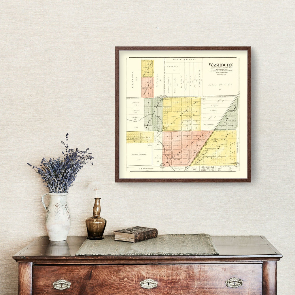 Vintage Map of Washburn, Illinois 1893