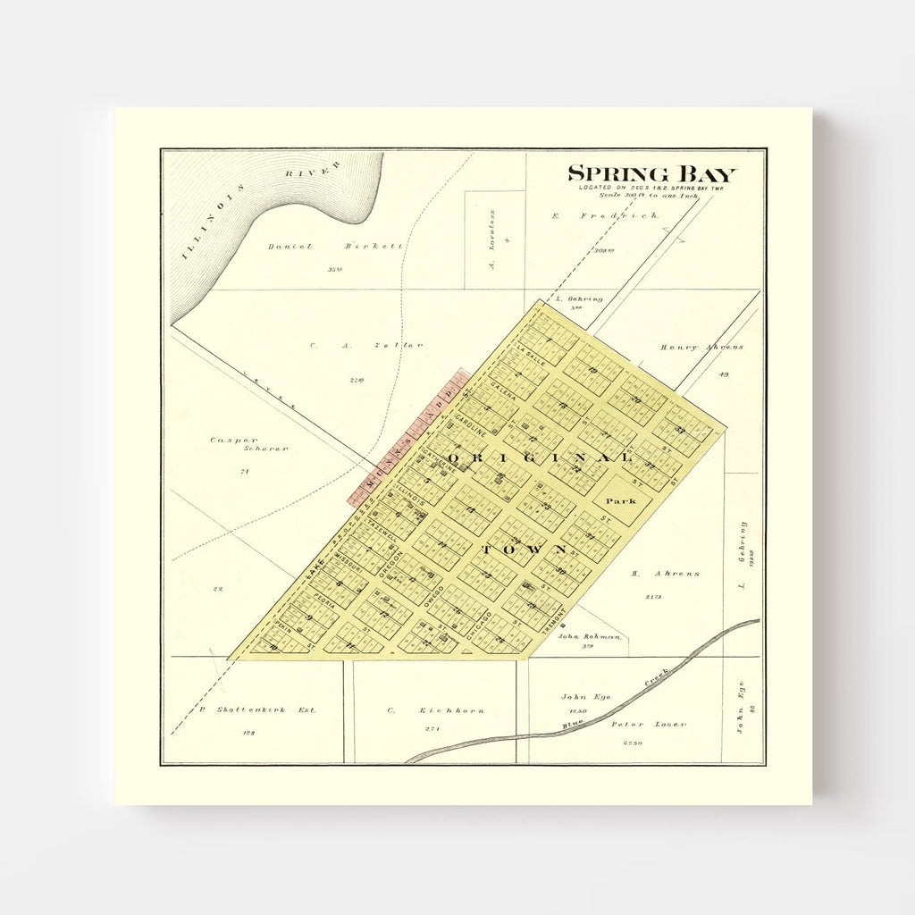 Vintage Map of Spring Bay, Illinois 1893