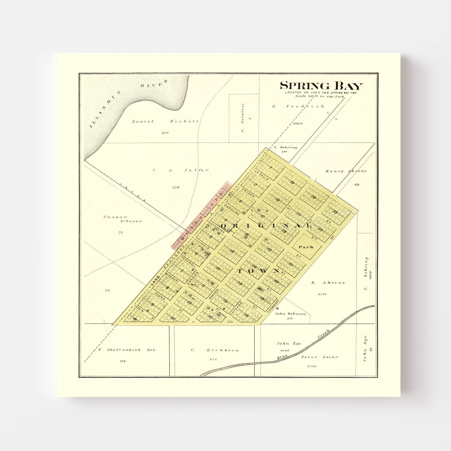 Vintage Map of Spring Bay, Illinois 1893