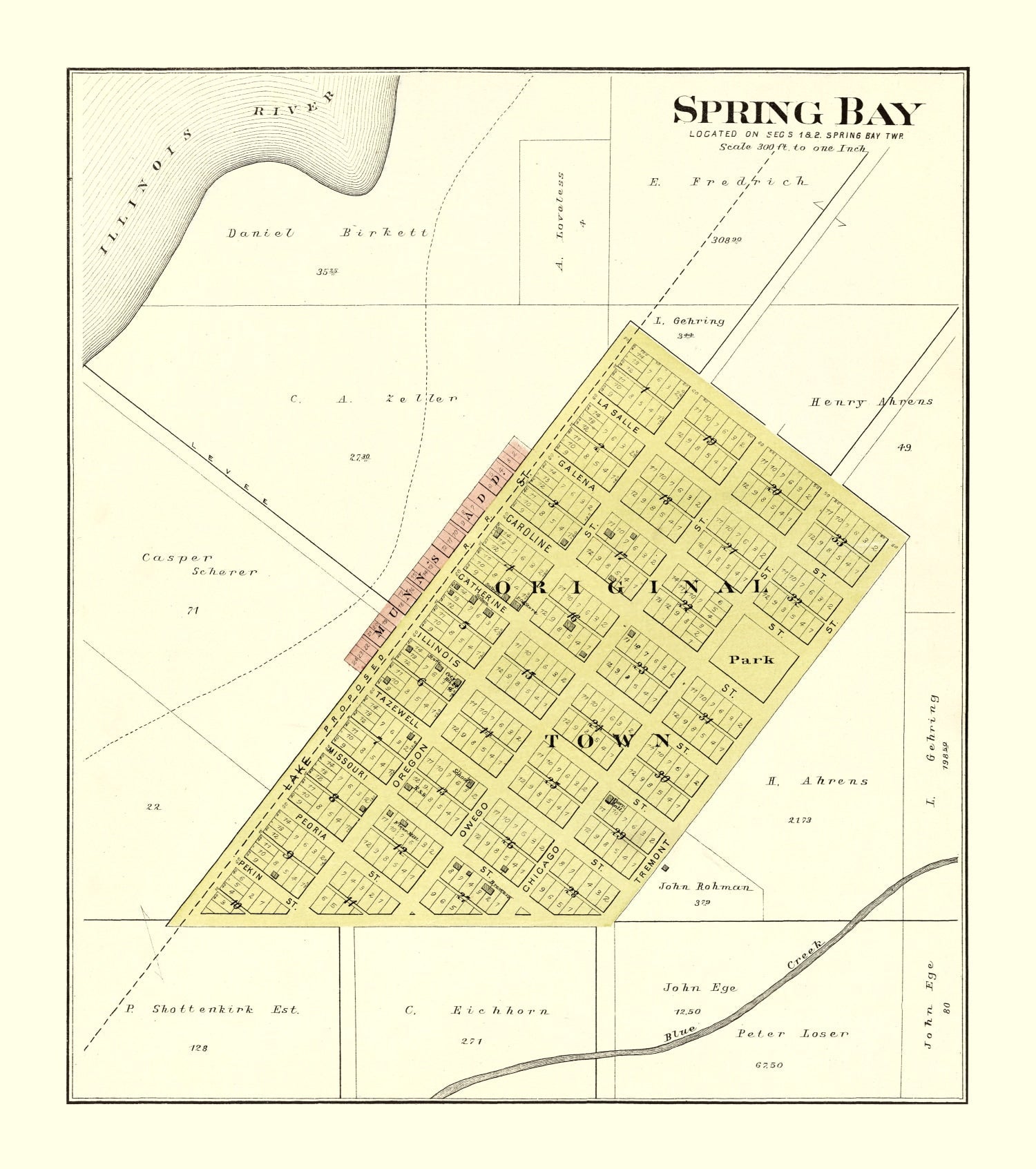 Vintage Map of Spring Bay, Illinois 1893
