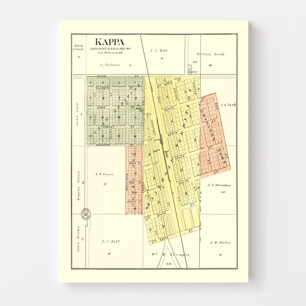 Vintage Map of Kappa, Illinois 1893