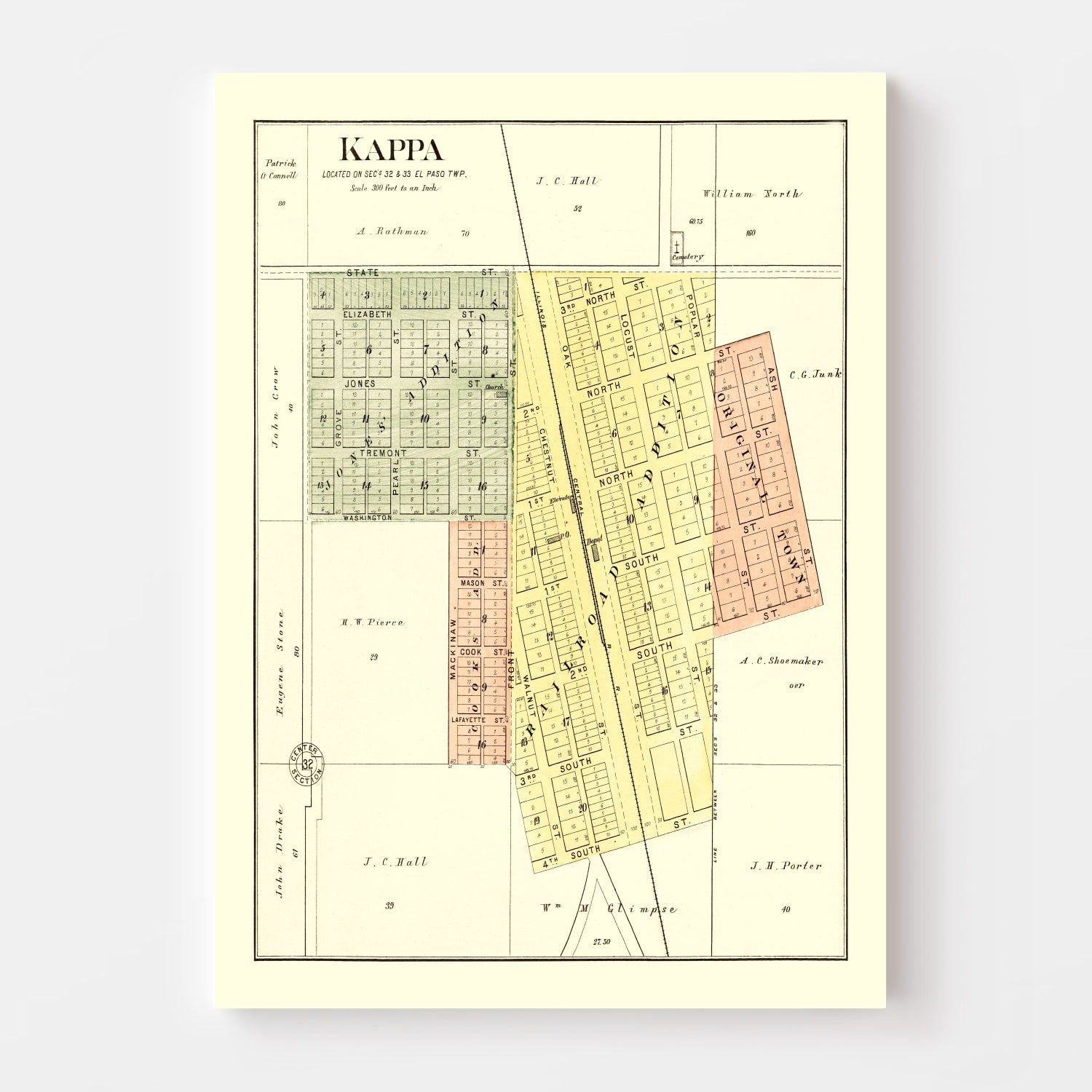 Vintage Map of Kappa, Illinois 1893