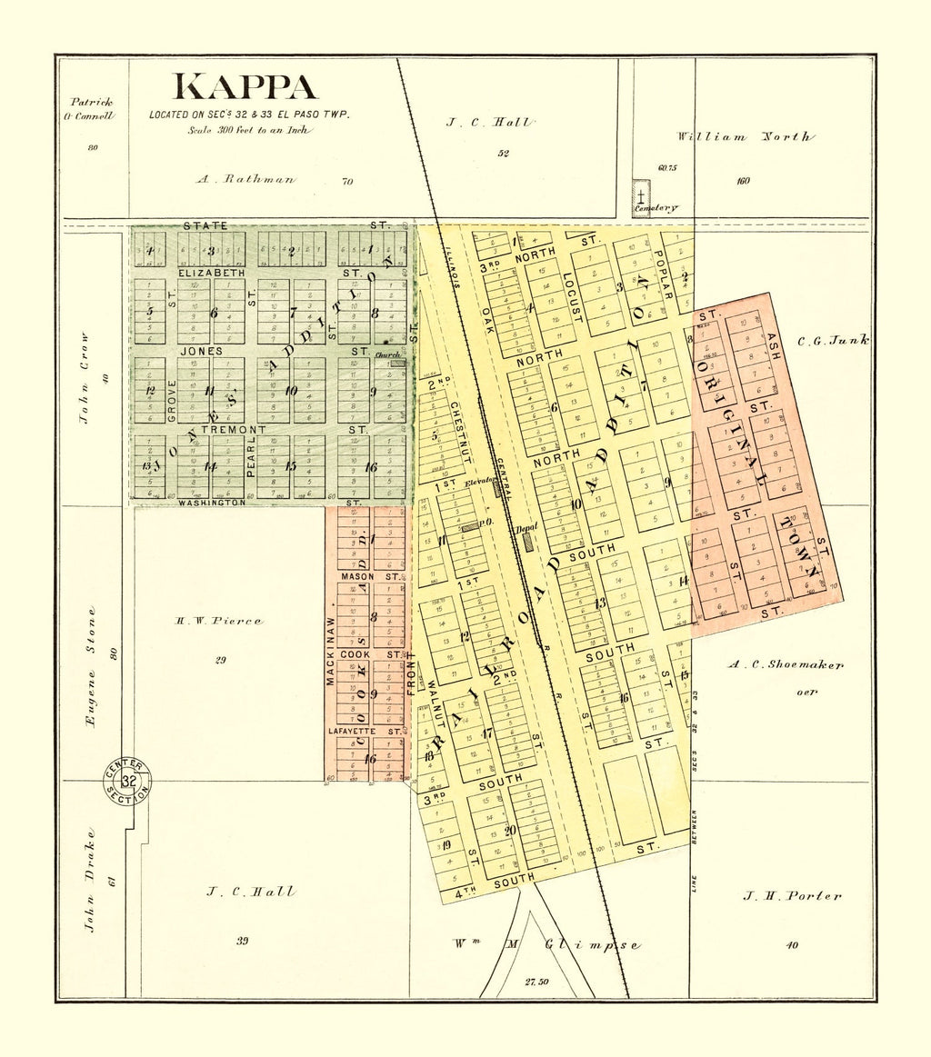Vintage Map of Kappa, Illinois 1893