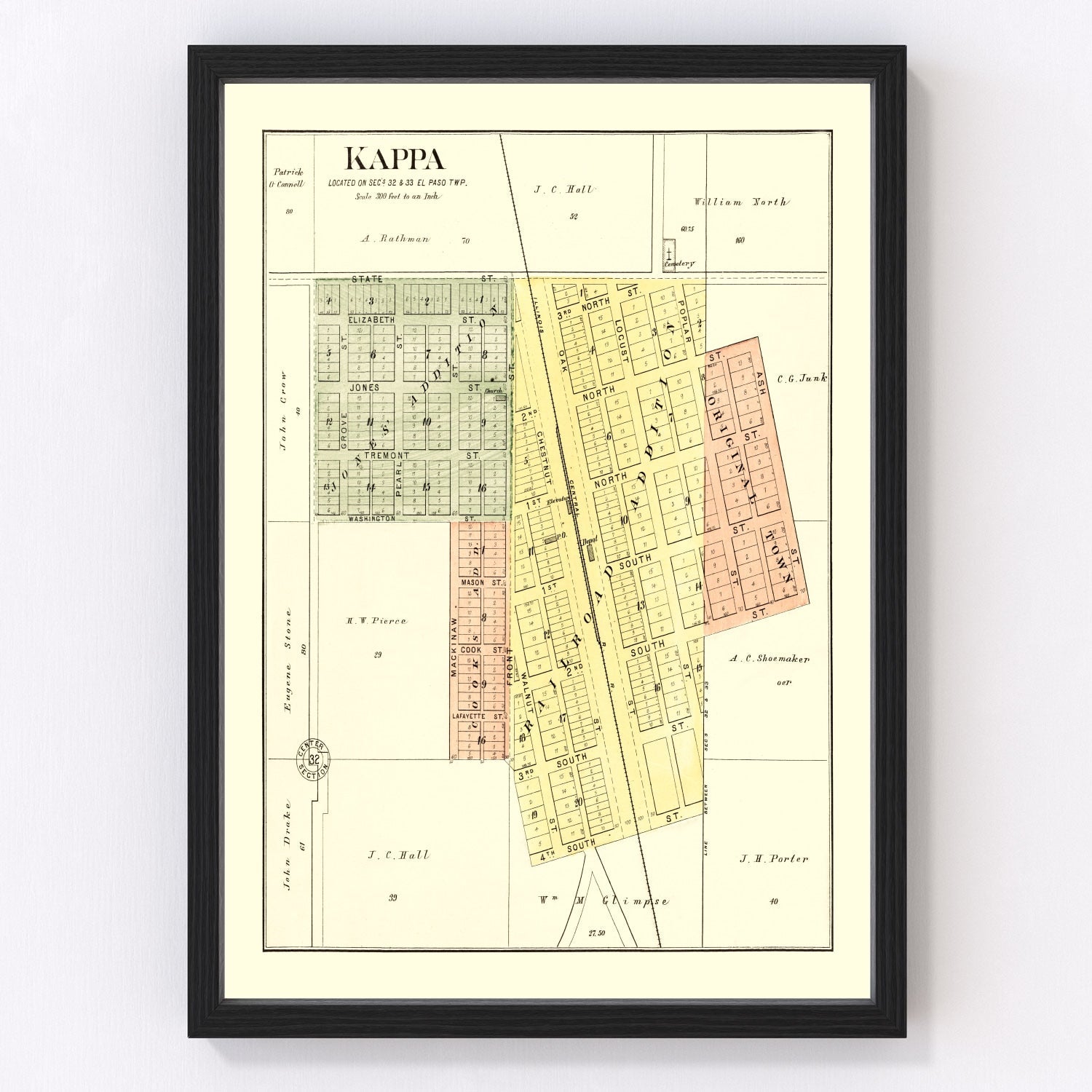 Vintage Map of Kappa, Illinois 1893