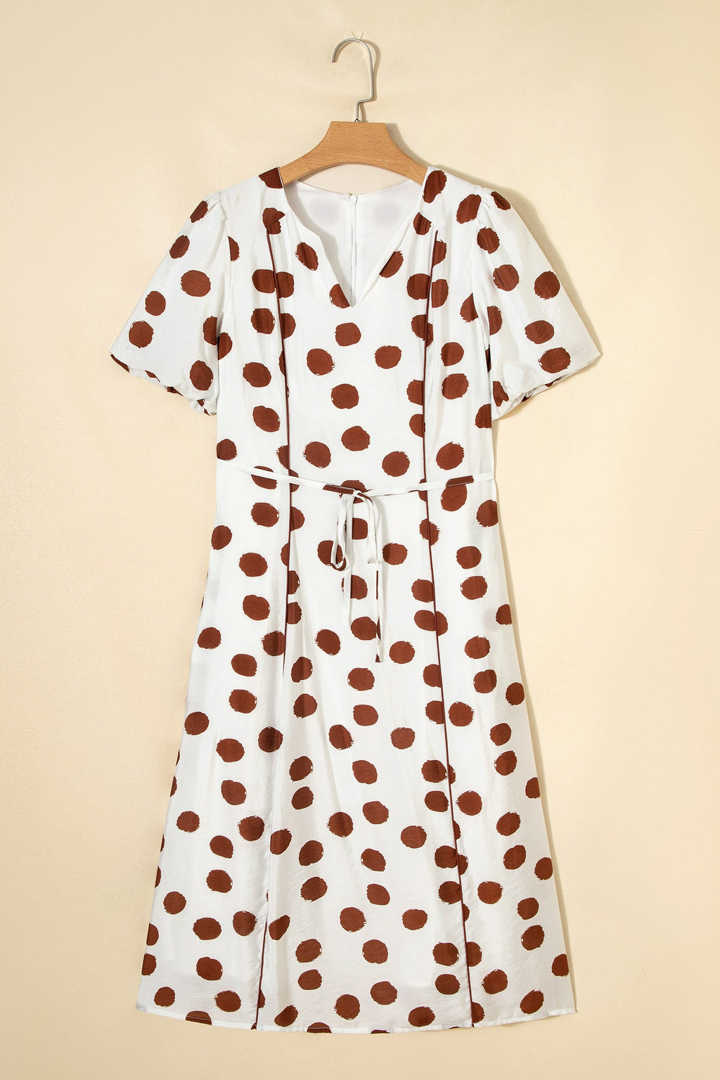 Polka Dot V-Neck Short Sleeve Midi Dress