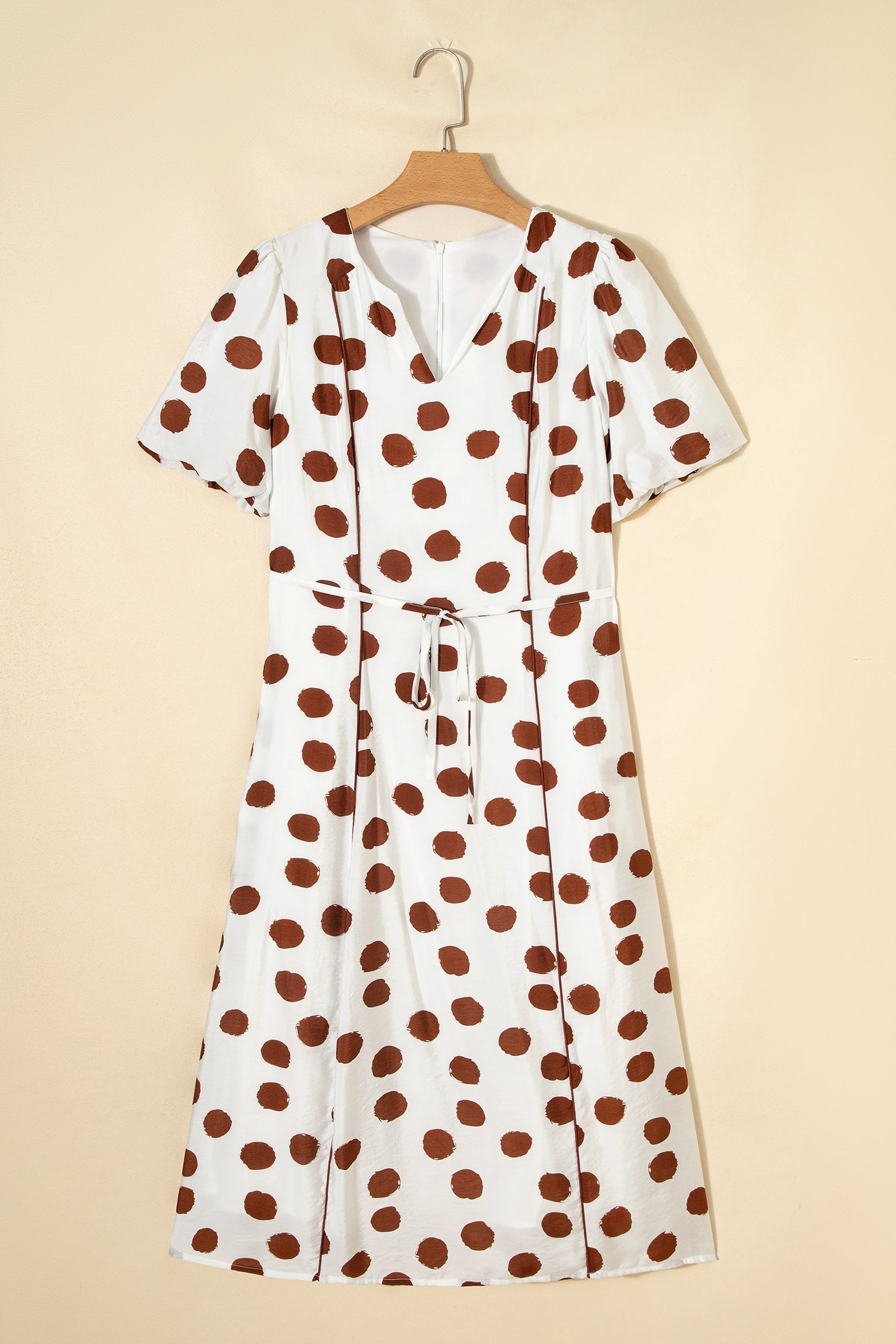 Polka Dot V-Neck Short Sleeve Midi Dress