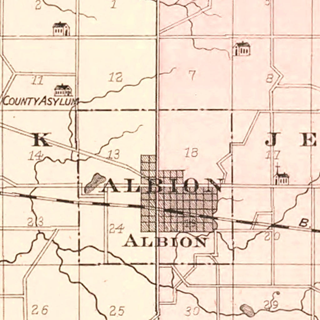 Vintage Map of Noble County, Indiana 1893