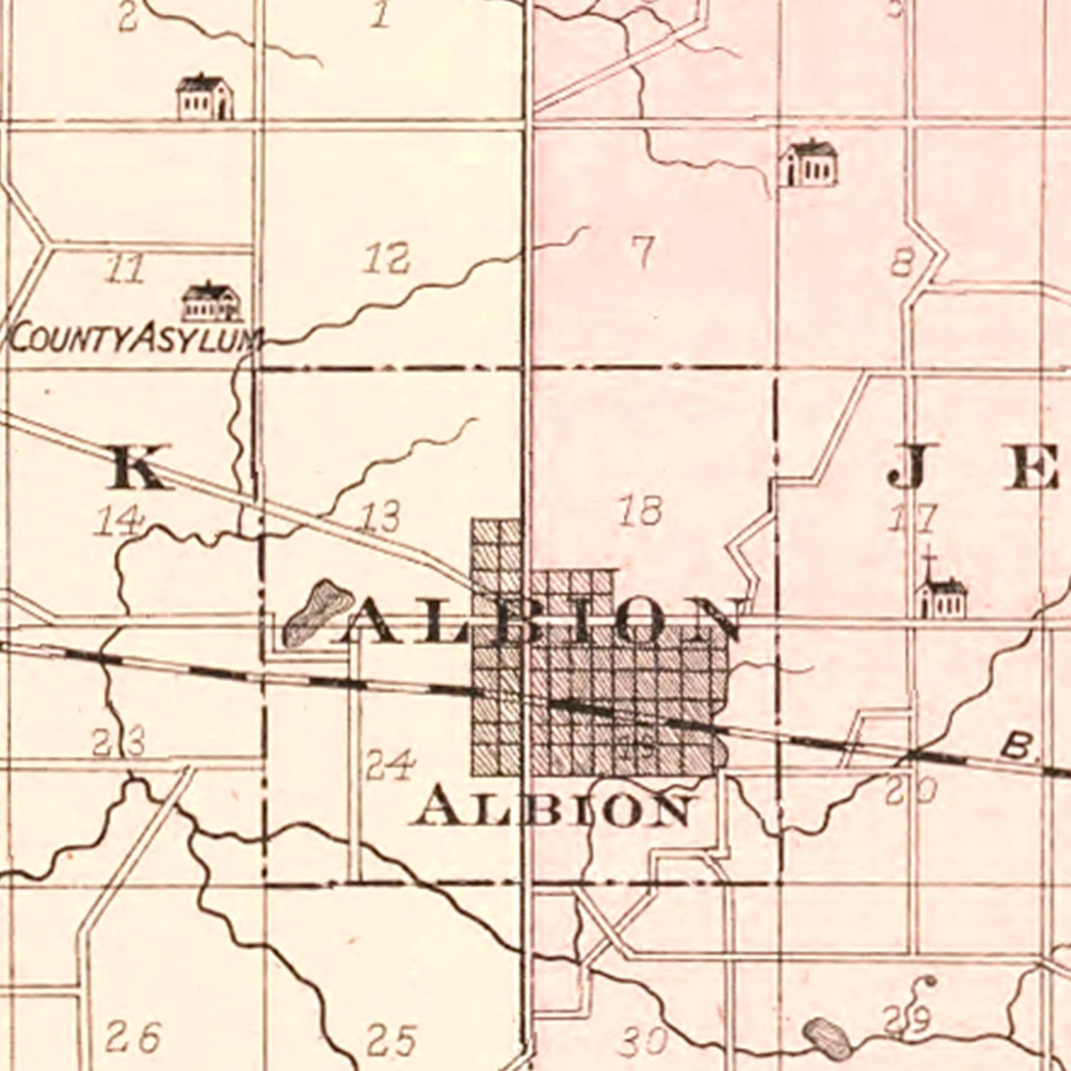 Vintage Map of Noble County, Indiana 1893
