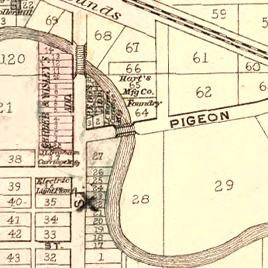 Vintage Map of Ligonier, Indiana 1893
