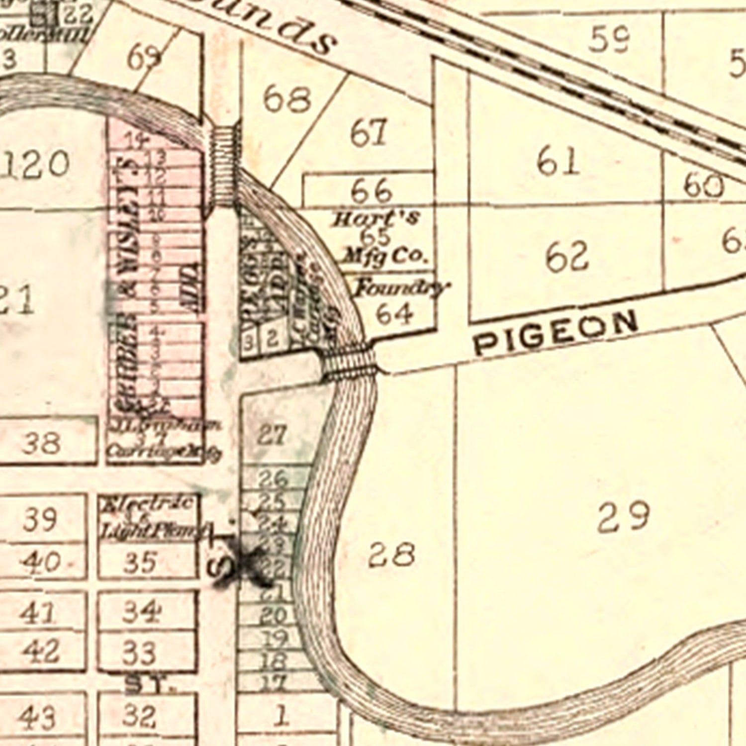 Vintage Map of Ligonier, Indiana 1893