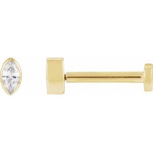 14K Yellow Gold .03 CT Natural Diamond Press Fit Back Stud Earring