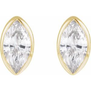 14K Yellow Gold .03 CT Natural Diamond Press Fit Back Stud Earring