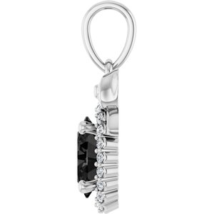 Platinum Natural Black Onyx & .08 CTW Natural Diamond Bow Pendant