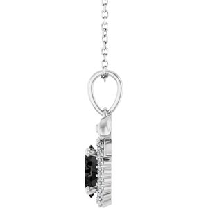 Sterling Silver Natural Black Onyx & .08 CTW Natural Diamond Bow 16-18" Necklace