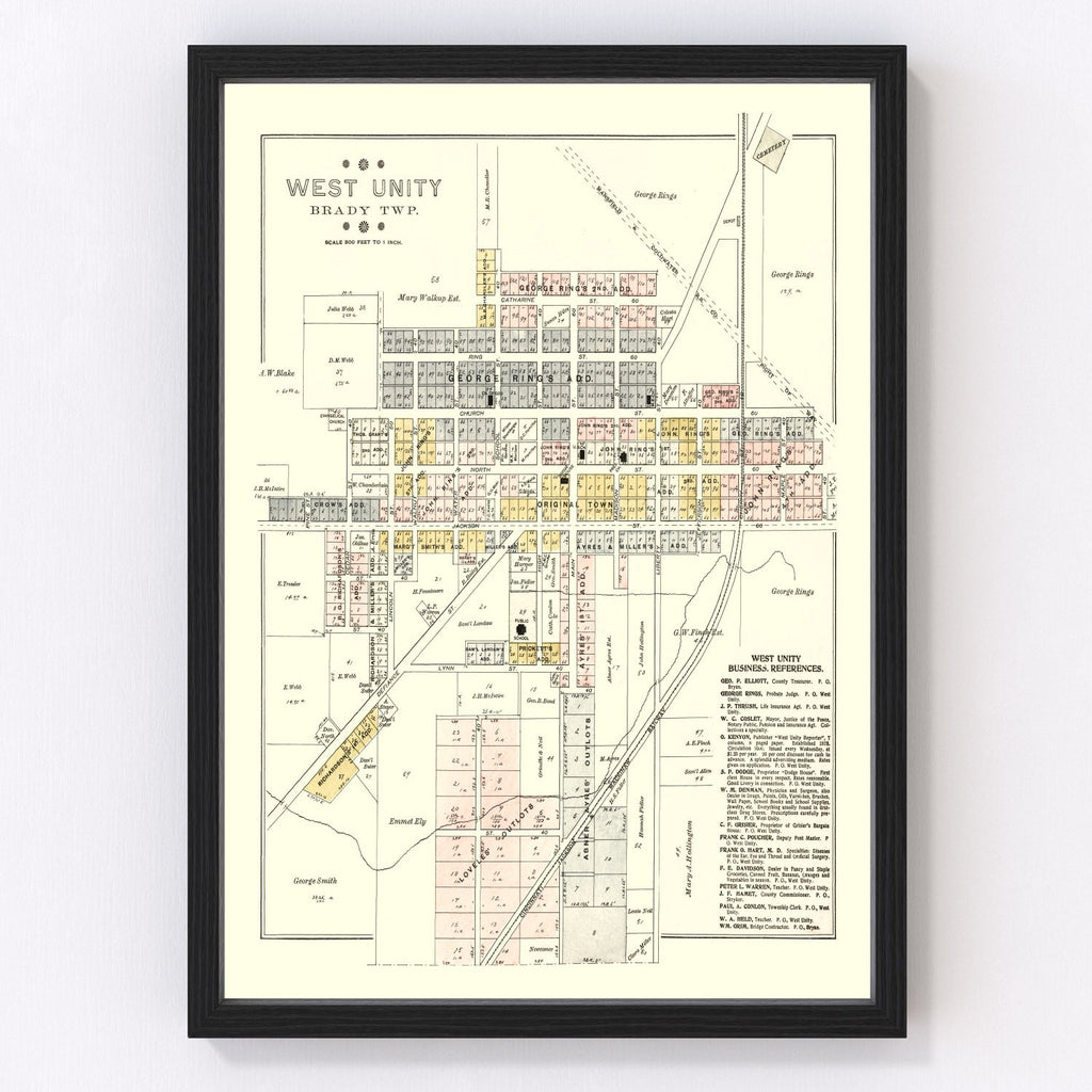 Vintage Map of West Unity, Ohio 1894