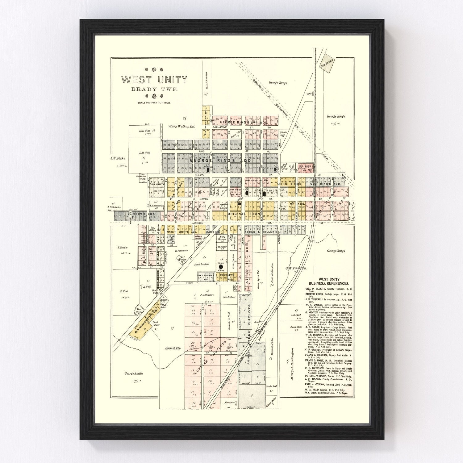 Vintage Map of West Unity, Ohio 1894