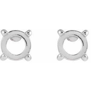 14K White Gold 4 mm Round Rose-Cut 4-Prong Claw Stud Earring Mounting – image 2