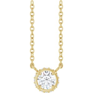 14K Yellow Gold 1/4 CTW Natural Diamond Hidden Halo 18" Necklace